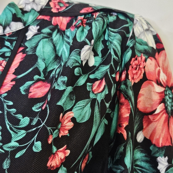 Anthropologie Black Multi-Color Floral Button Front Midi Shirt Dress,Medium - Picture 8 of 16